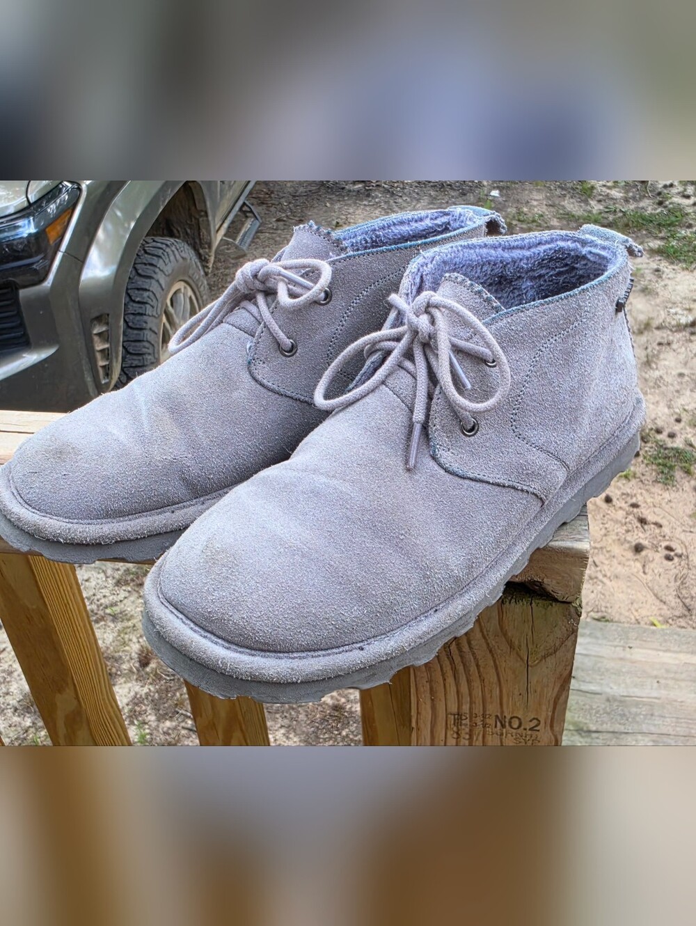 BearPaw Women's Suede Chukka Boots in Light Gray Size 9
